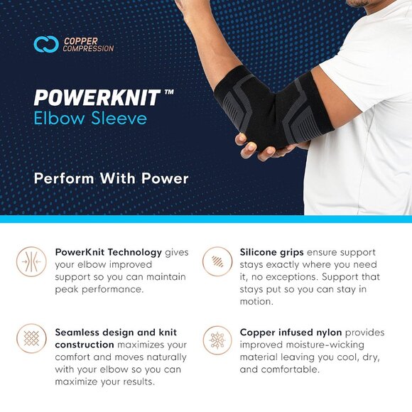 PowerKnit Elbow Sleeve - Seamless Elbow Brace for Men & Women - Pain Relief for - Picture 5 of 7